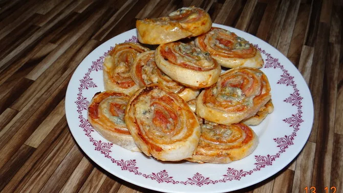 Cheese pinwheels on plate