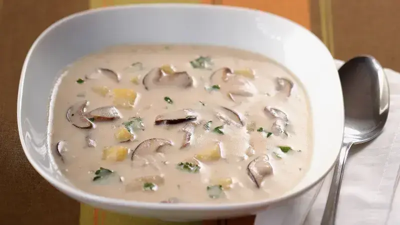 Mushroom soup in bowl