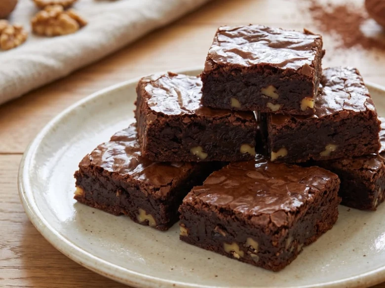 Chocolate brownies with walnuts