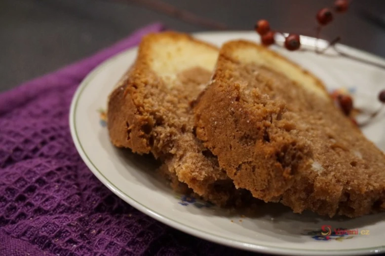 Two slices of cake on plate