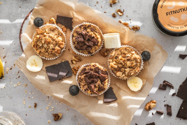 Healthy banana muffins with toppings