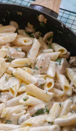 Pasta with chicken and cheese sauce