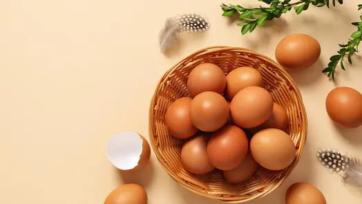 Brown eggs in basket