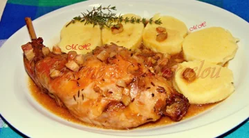 Roasted rabbit with dumplings