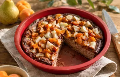 Apple cake with pear topping