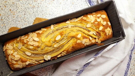 Banana bread in loaf pan
